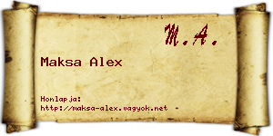 Maksa Alex névjegykártya
